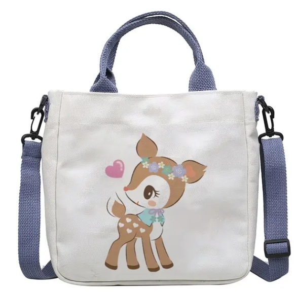 RARE SANRIO CHARACTER Hummingmint Print Tote Bag W/Blue Crossbody/Shoulder Strap - Picture 1 of 1